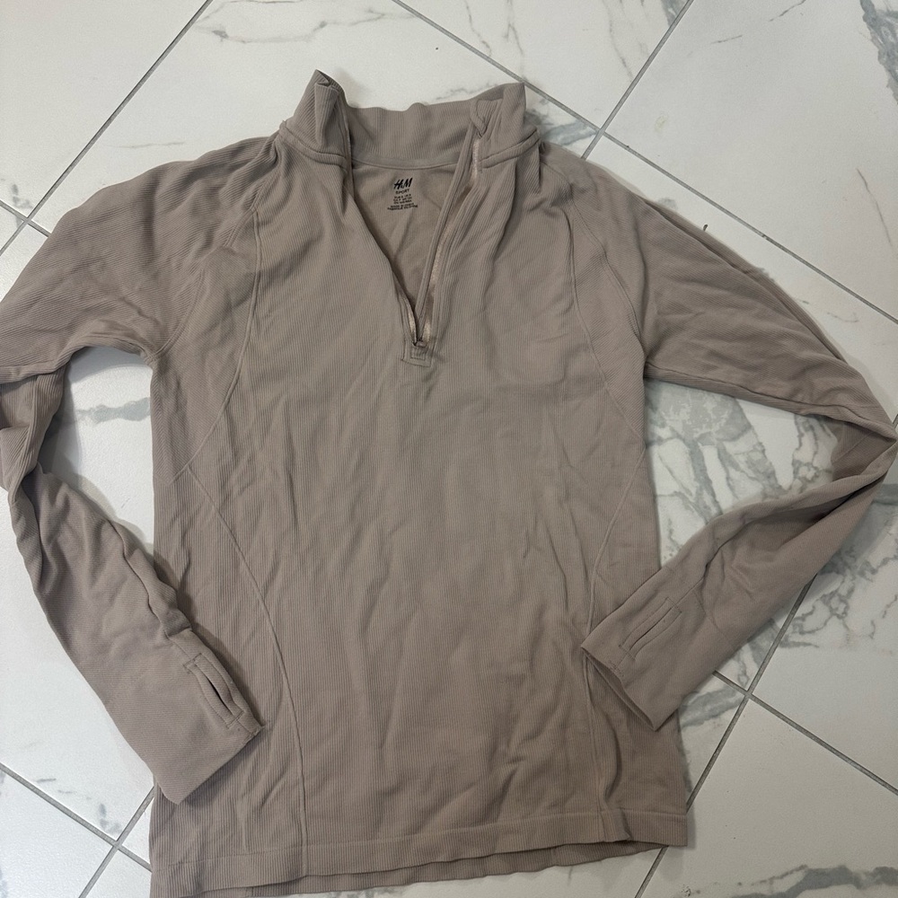 H&M Sport Beige Quarter-Zip Pullover